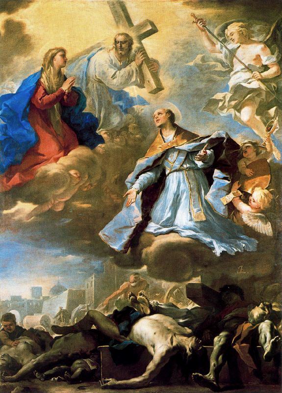 Saint Januarius intercedes with the Virgin, Christ, and Eternal Father for the plague by Luca Giordano