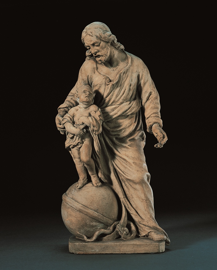 Preliminary sketch for the pillar picture of St. Joseph and the Christ Child on the globe, St. Rumbolds Cathedral, Mechelen by Lucas Faydherbe