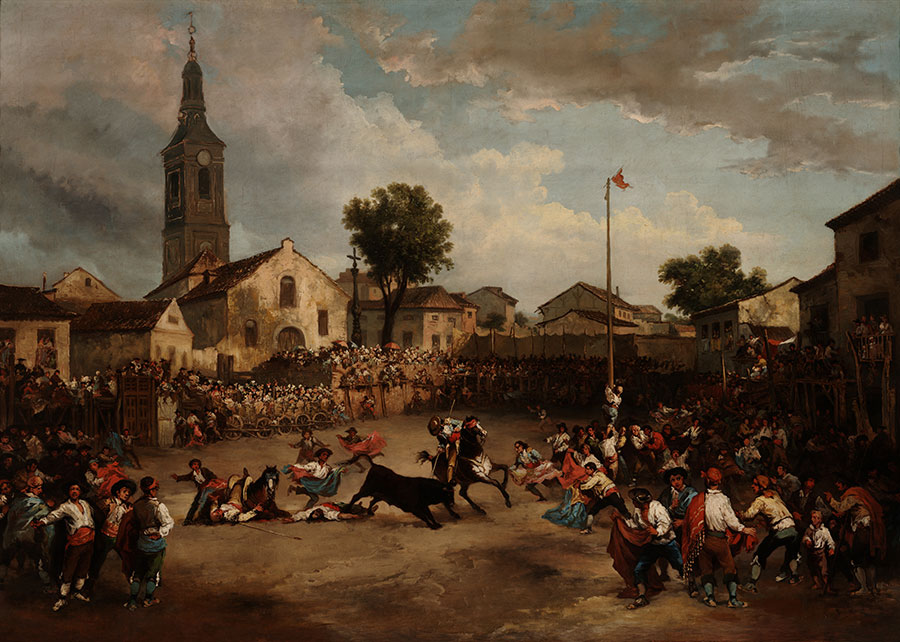 Bullfight and greasy pole by Lucas Velázquez