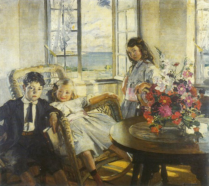 Jour d'été, portrait de mes enfants by Lucien Simon