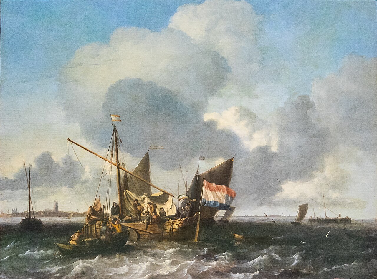 Ships on the Zuiderzee before the Fort of Naarden by Ludolf Bakhuizen