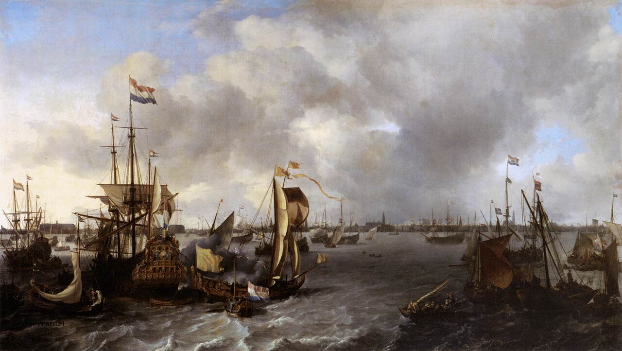 View of Amsterdam with Ships on the IJ by Ludolf Bakhuizen