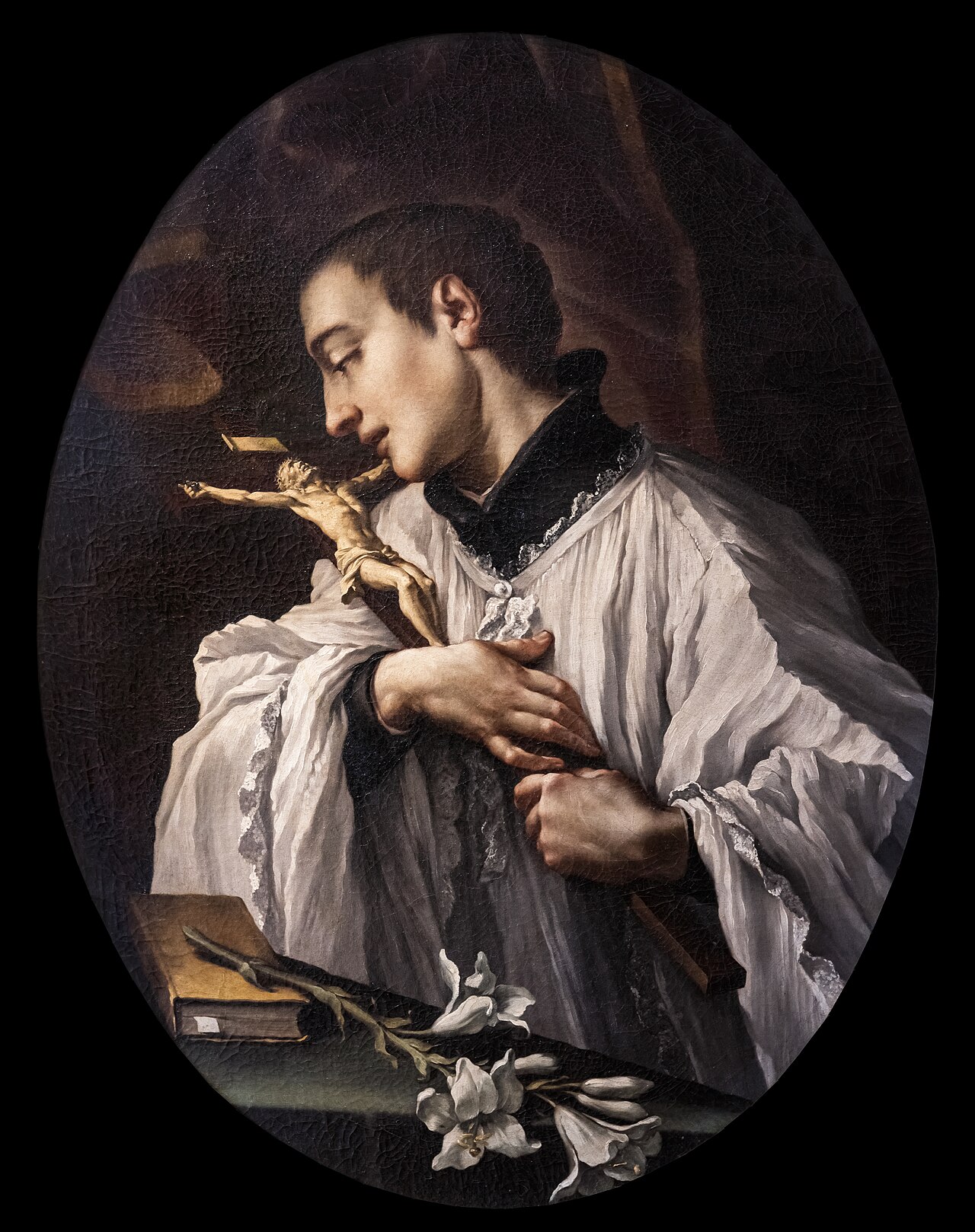 Saint Louis de Gonzaga adoring the crucifix by Ludovico Mazzanti