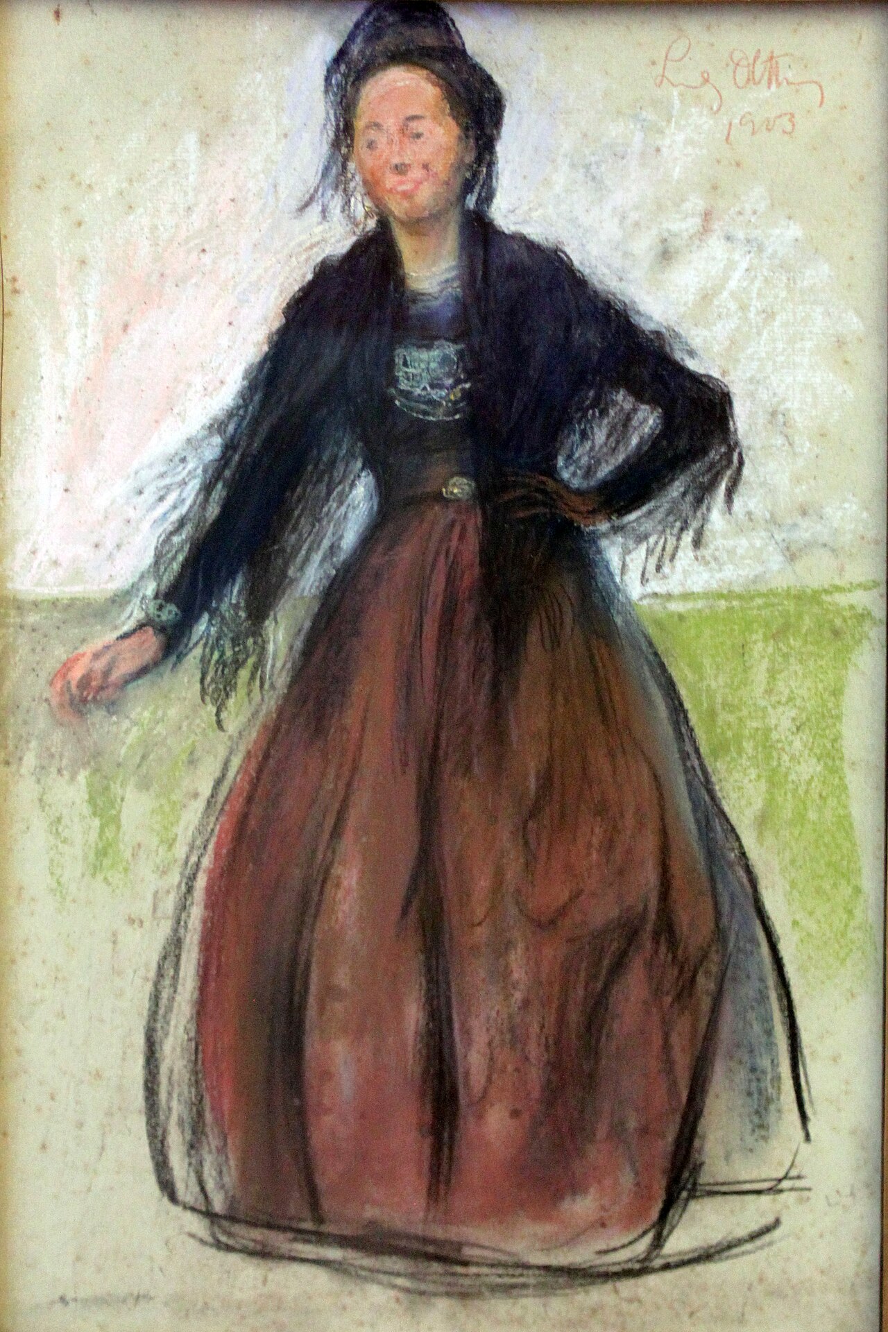 Frisian island woman in her traditional costume by Ludwig Dettmann