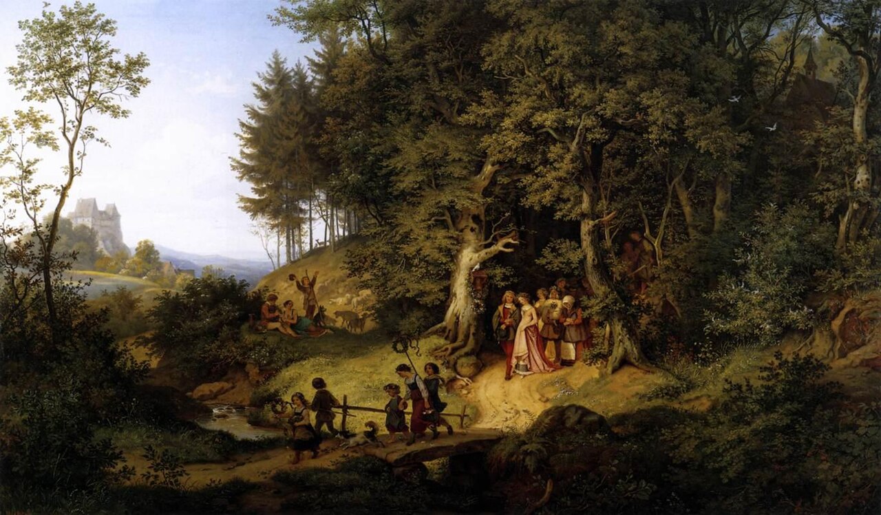 Bridal Procession in a Spring Landscape by Ludwig Richter
