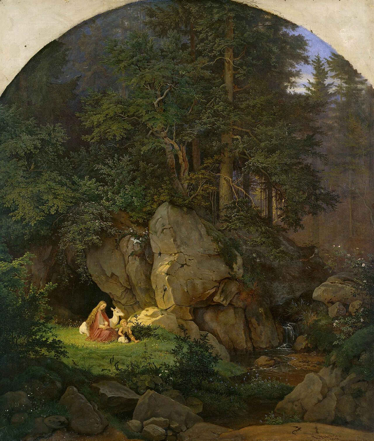 Genoveva in the forest seclusion by Ludwig Richter