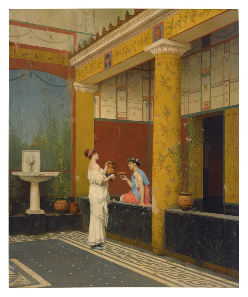 A Pompeiian Courtyard by Luigi Bazzani