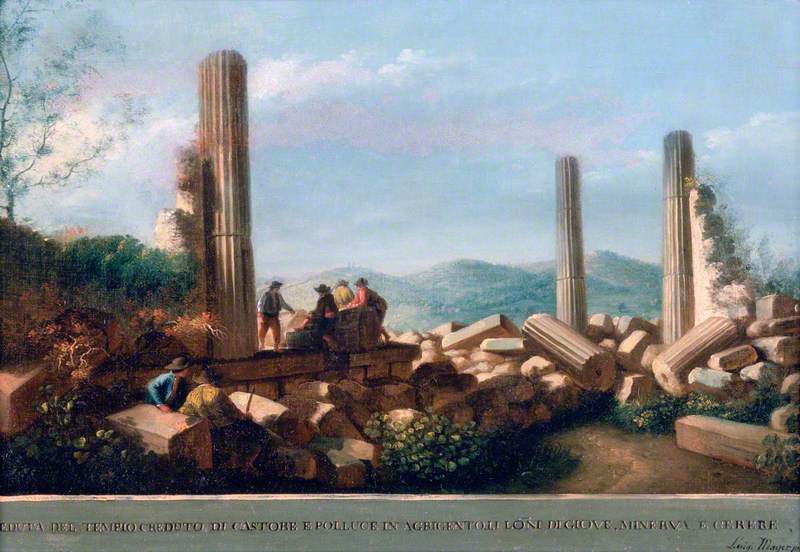 View of the Remains of the Temple (supposed to be of Castor and Pollux) in Agrigentum (5 of 6) by Luigi Mayer