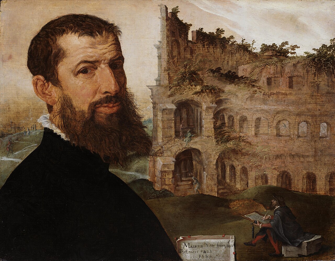 Self-portrait with the Colosseum by Maarten van Heemskerck