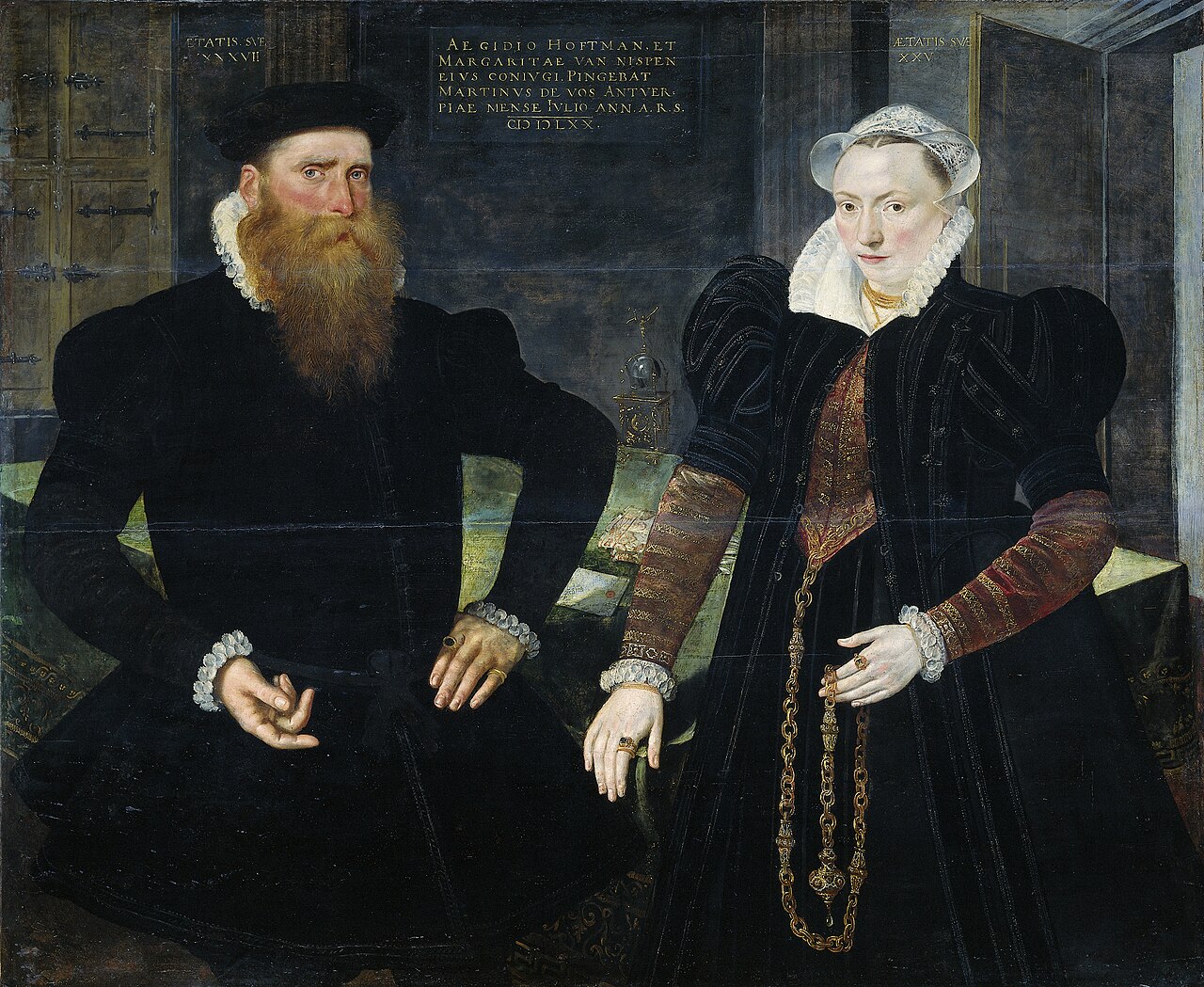 Portrait of Gillis Hooftman (1521-81). Shipowner, and his wife Margaretha van Nispen (b 1545) by Maerten de Vos