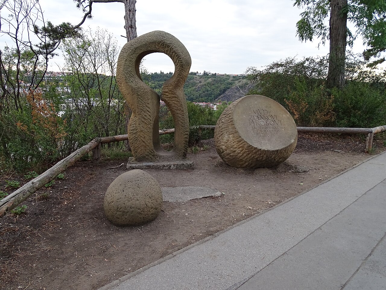 A monument to Zdeněk Jaroš near the camel enclosure at the Prague Zoo by Magdalena Jetelová