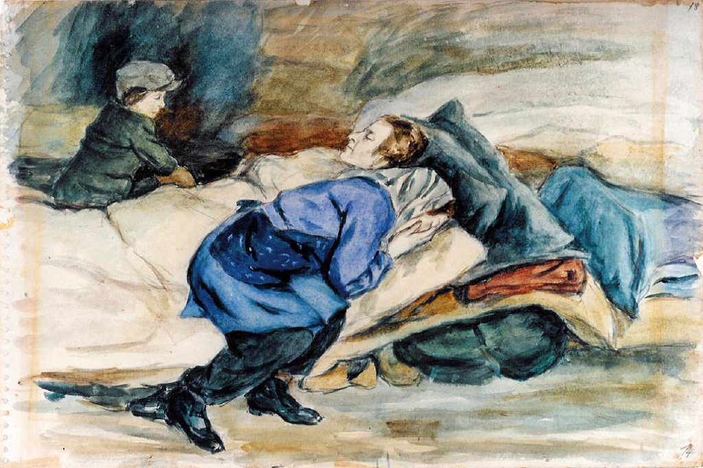 Arrival in Theresienstadt. by Malva Schalek
