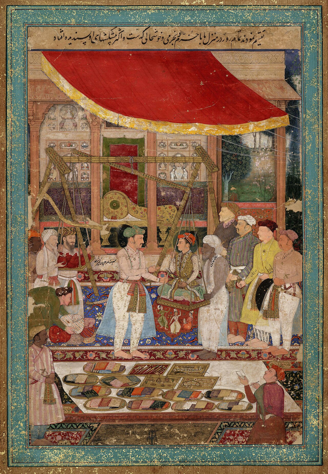 Jahangir weighing prince Khurram against gold and silver by Manohar Das