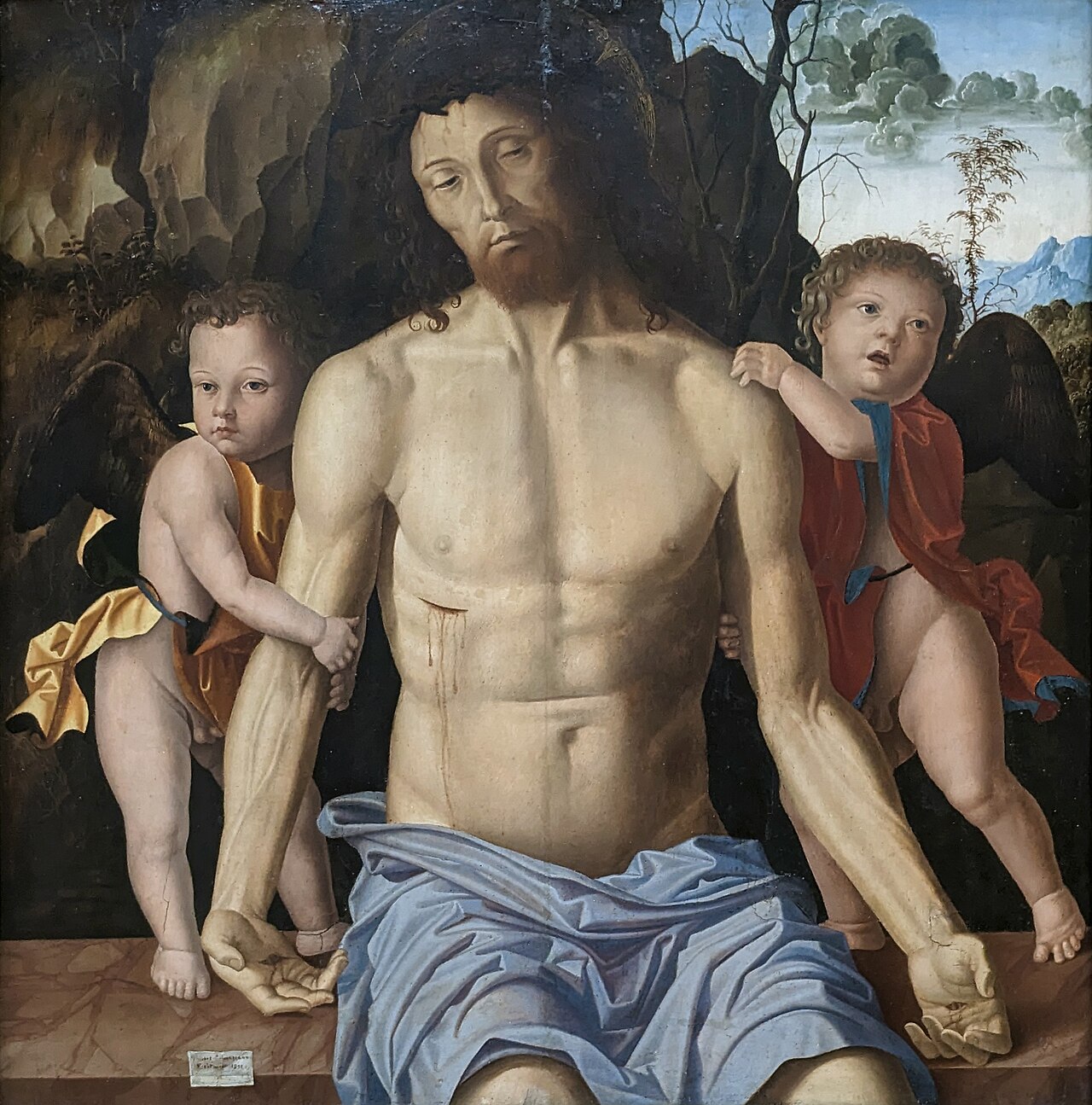 Dead Christ Held by Two Angels by Marco Palmezzano