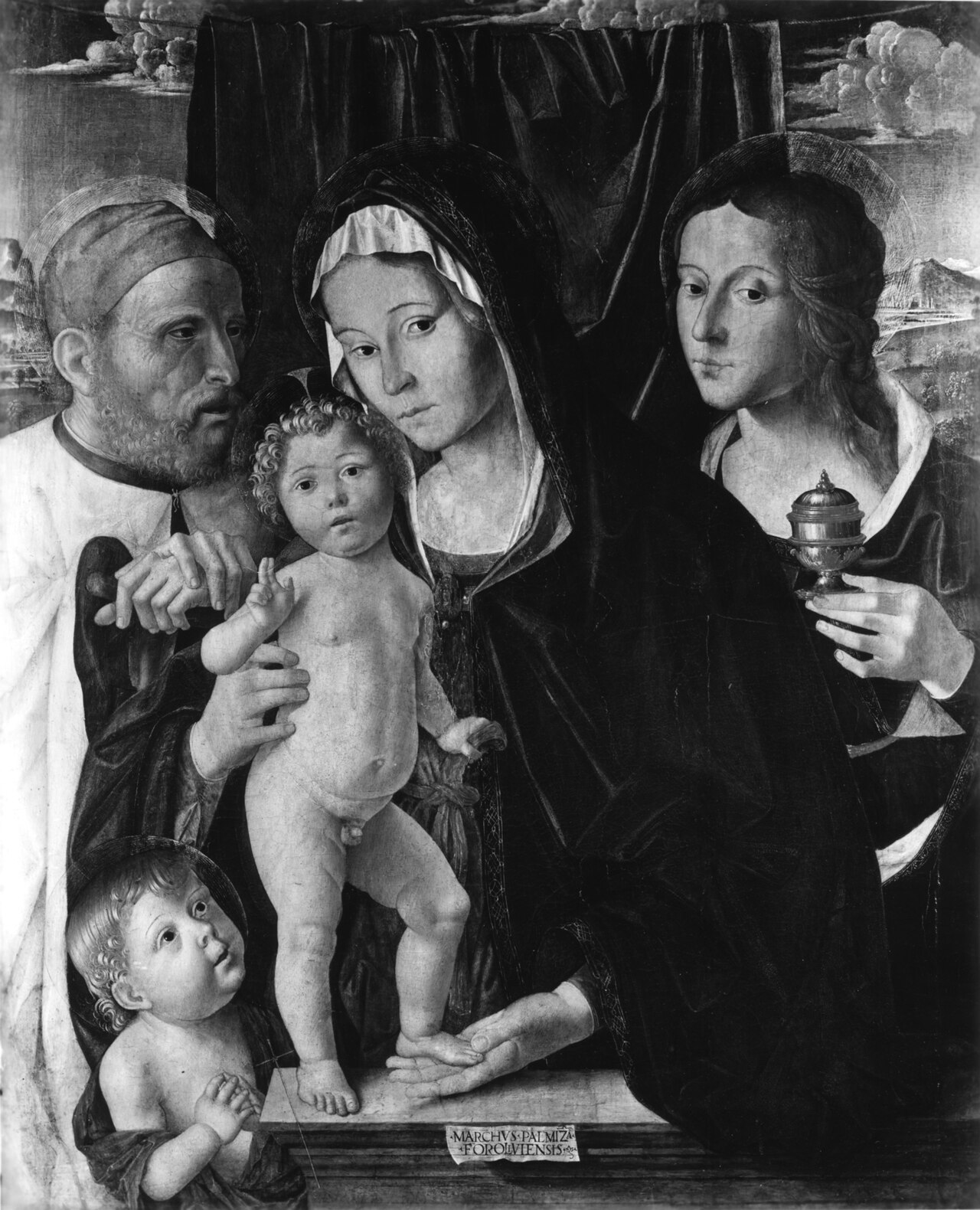 The Holy Family with St John the Baptist and St Mary Magdalen by Marco Palmezzano