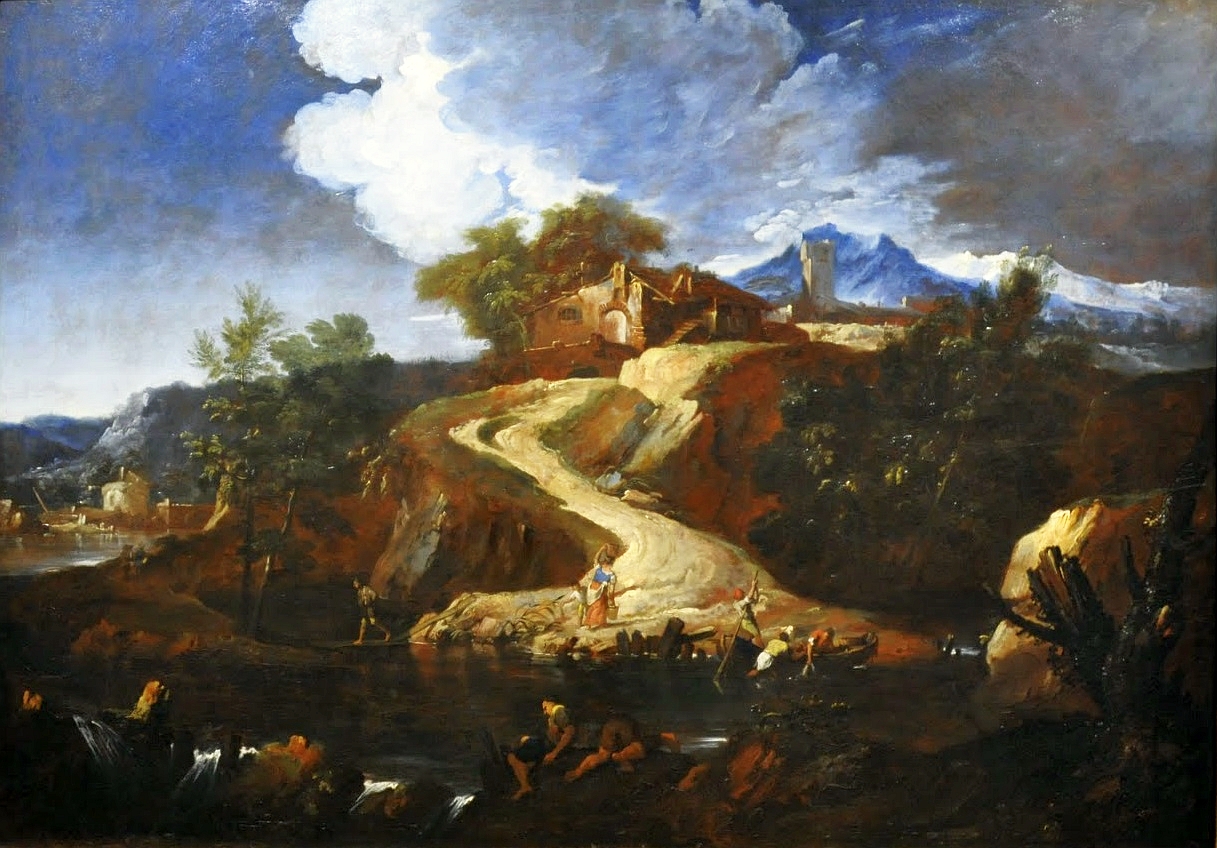 Landscape with a road (detail). by Marco Ricci