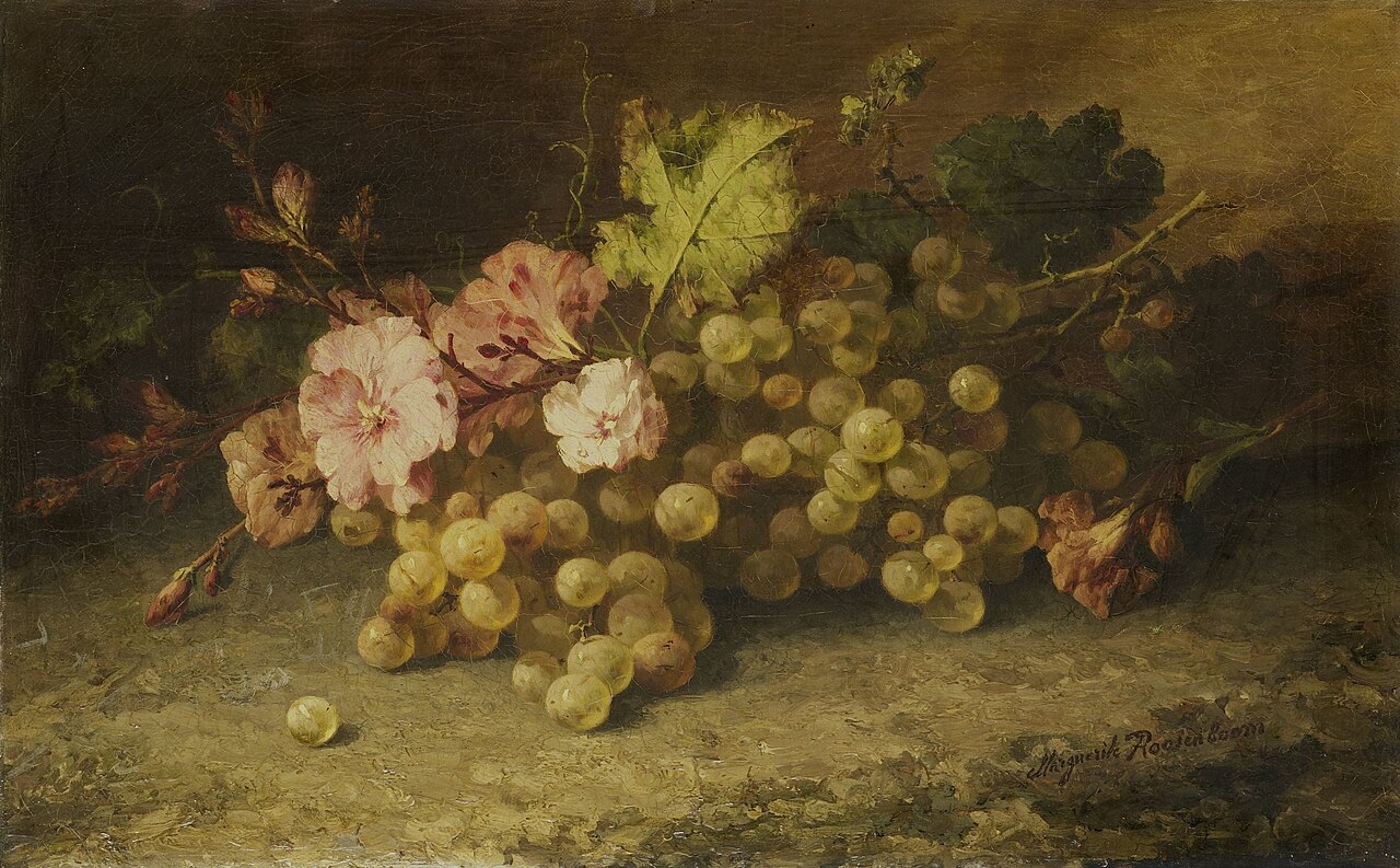 Still life with grapes by Margaretha Roosenboom