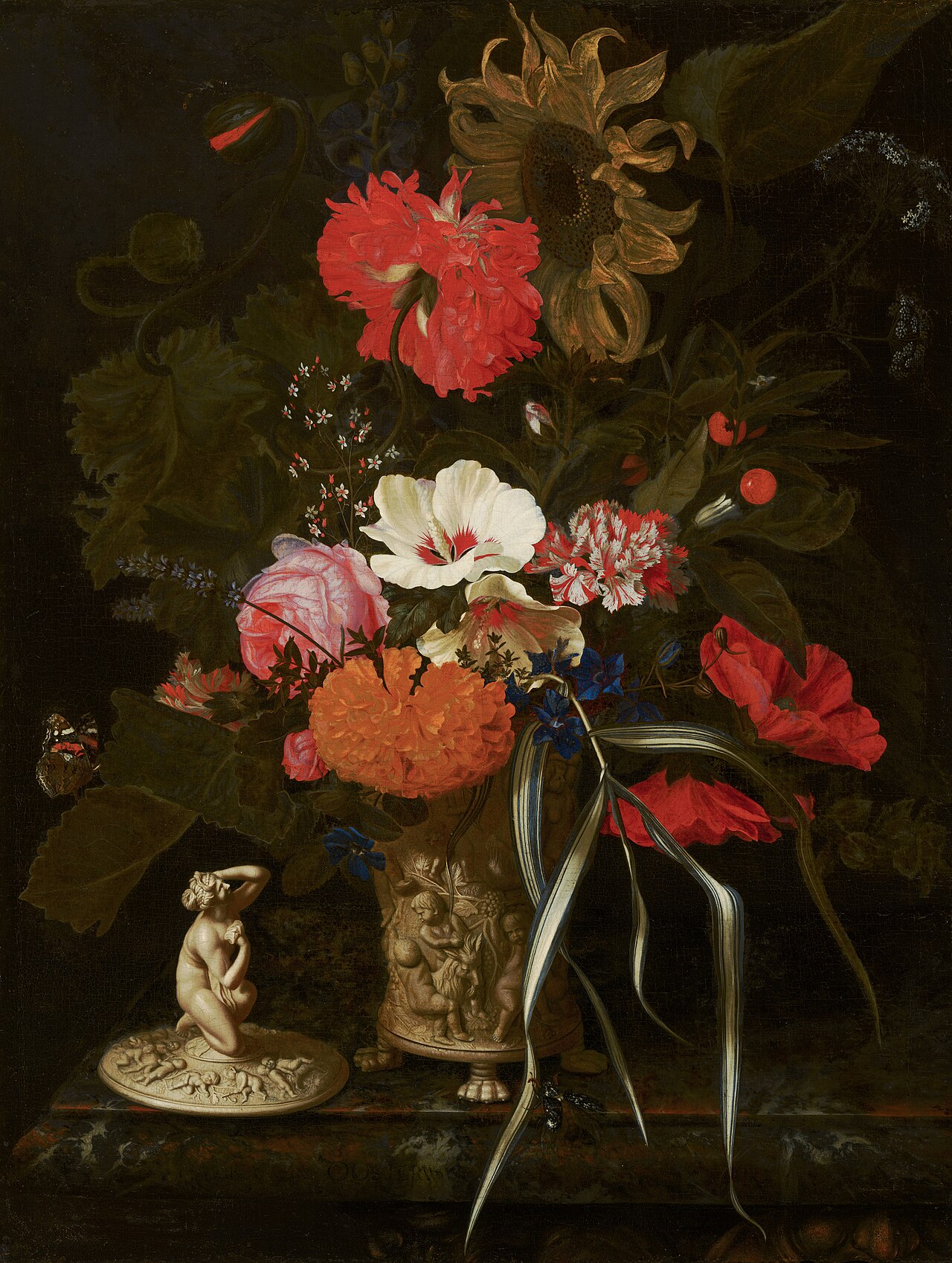 Flowers in an Ornamental Vase by Maria van Oosterwijck