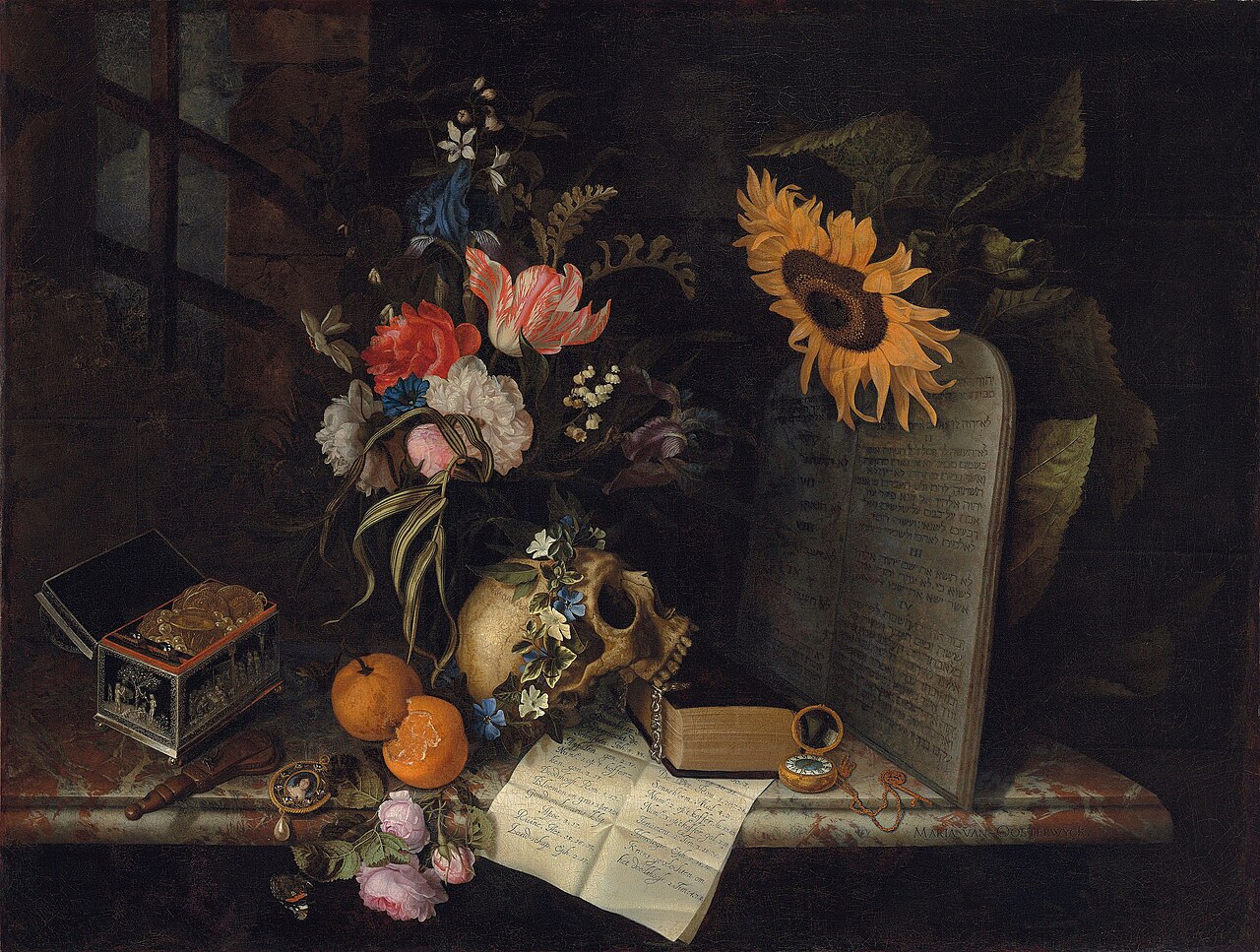 Vanitas Still Life with a Sunflower by Maria van Oosterwijck