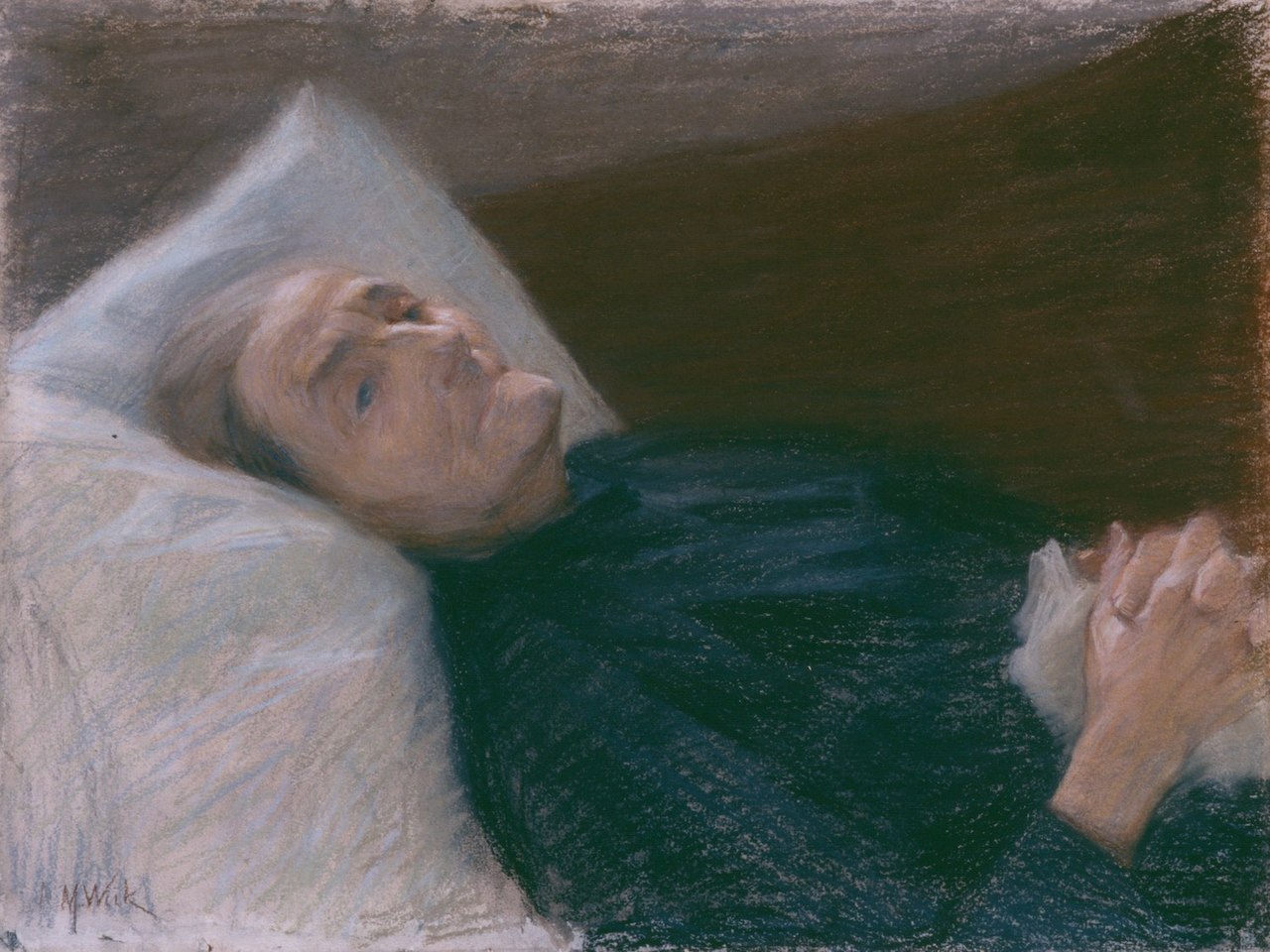 Old Woman in Her Sickbed by Maria Wiik