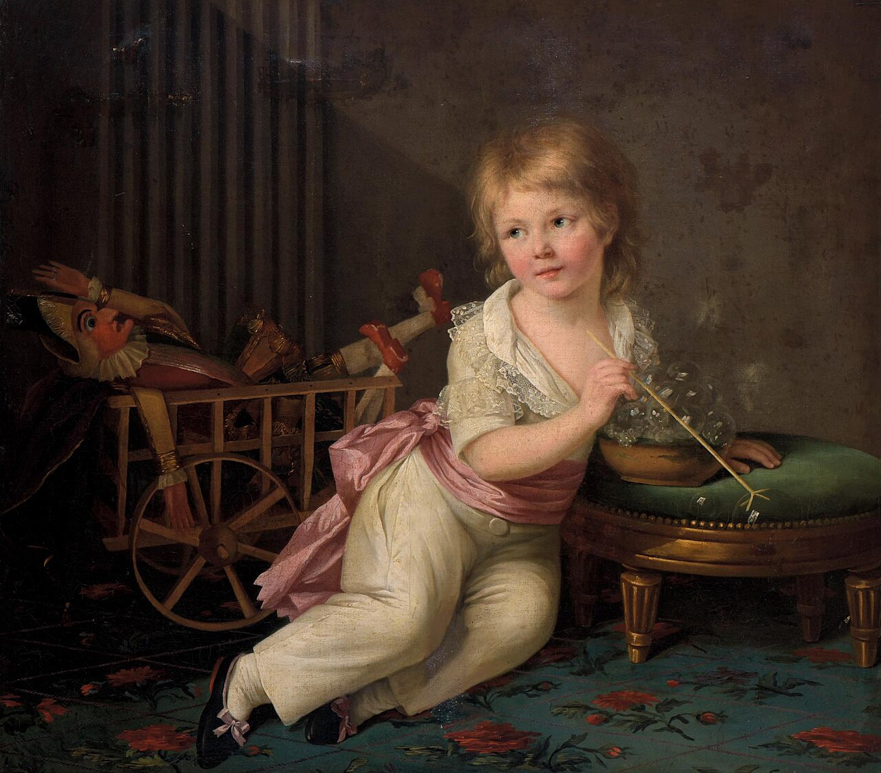 Portrait of Henri Gabiou playing with soap bubbles by Marie-Élisabeth Gabiou