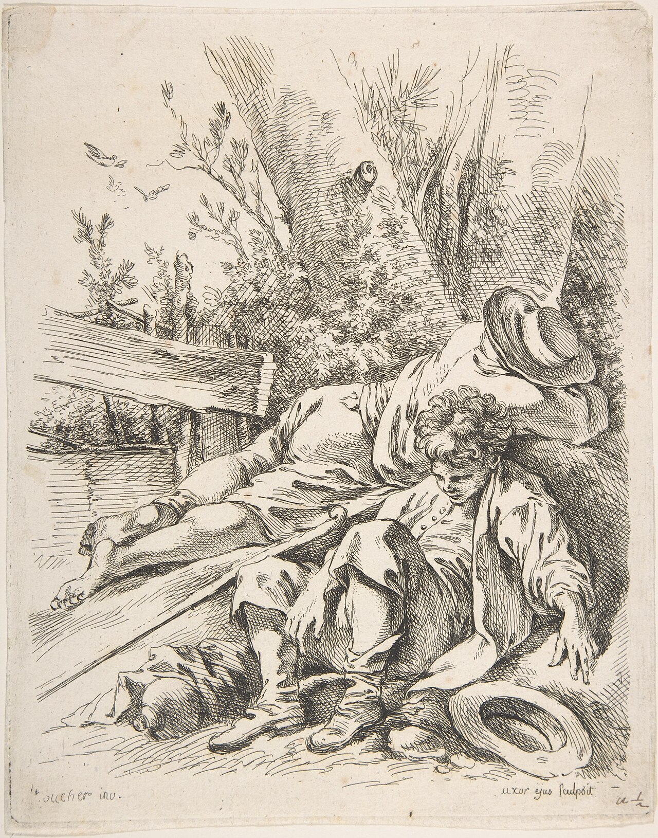 Two Boys Sleeping Besides a Tree by Marie-Jeanne Boucher