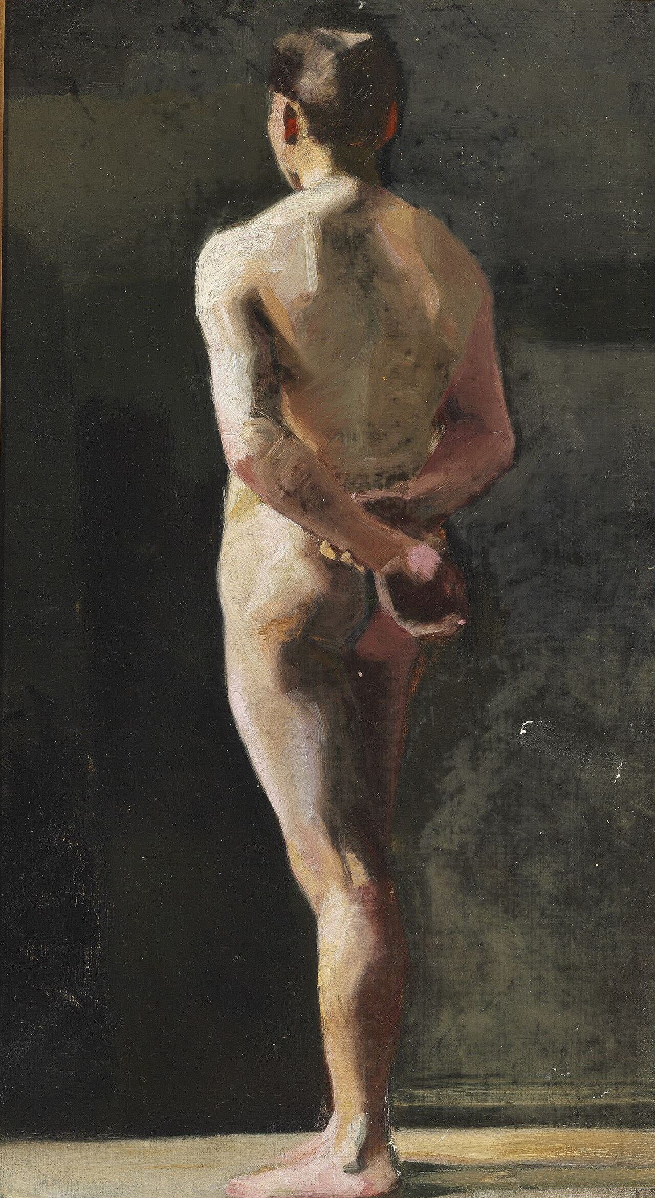 Male model seen from behind. by Marie Krøyer
