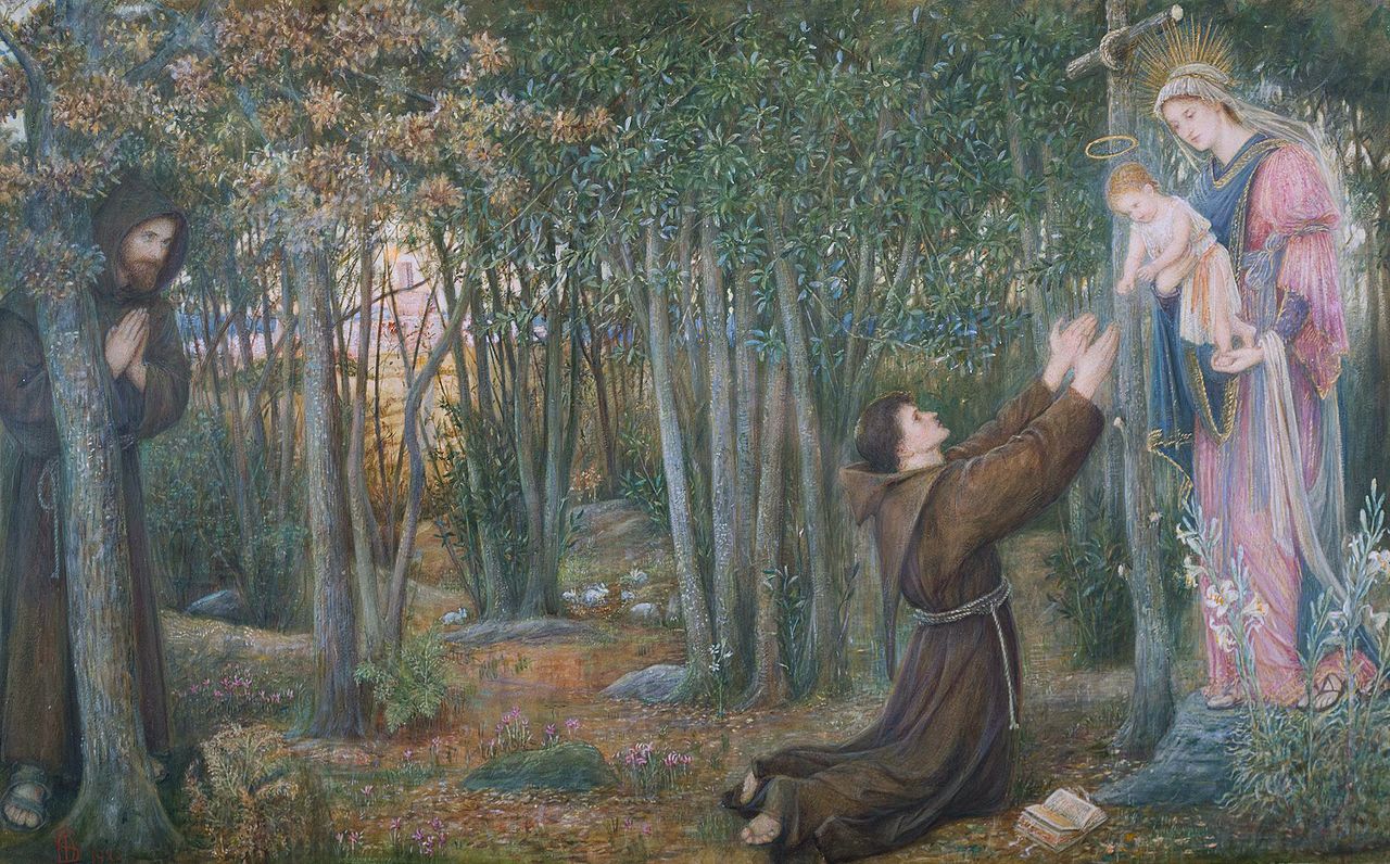 How the Virgin Mary came to Brother Conrad of Offida and laid Her Son in his arms by Marie Spartali Stillman