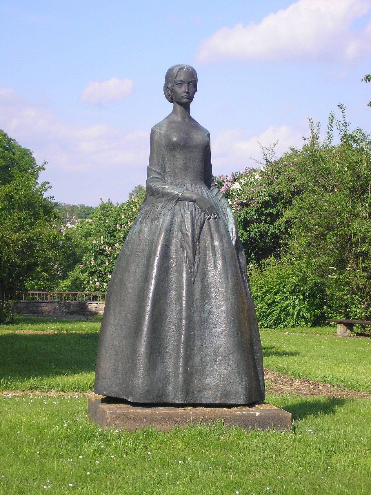 Statue of Božena Němcová in Česká Skalice by Marie Uchytilová