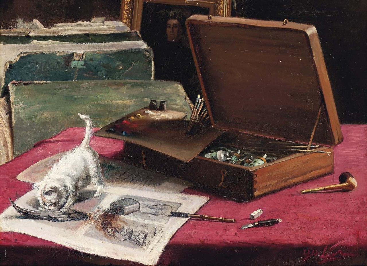 Mischief in the Artist's Studio by Marie Yvonne Laur
