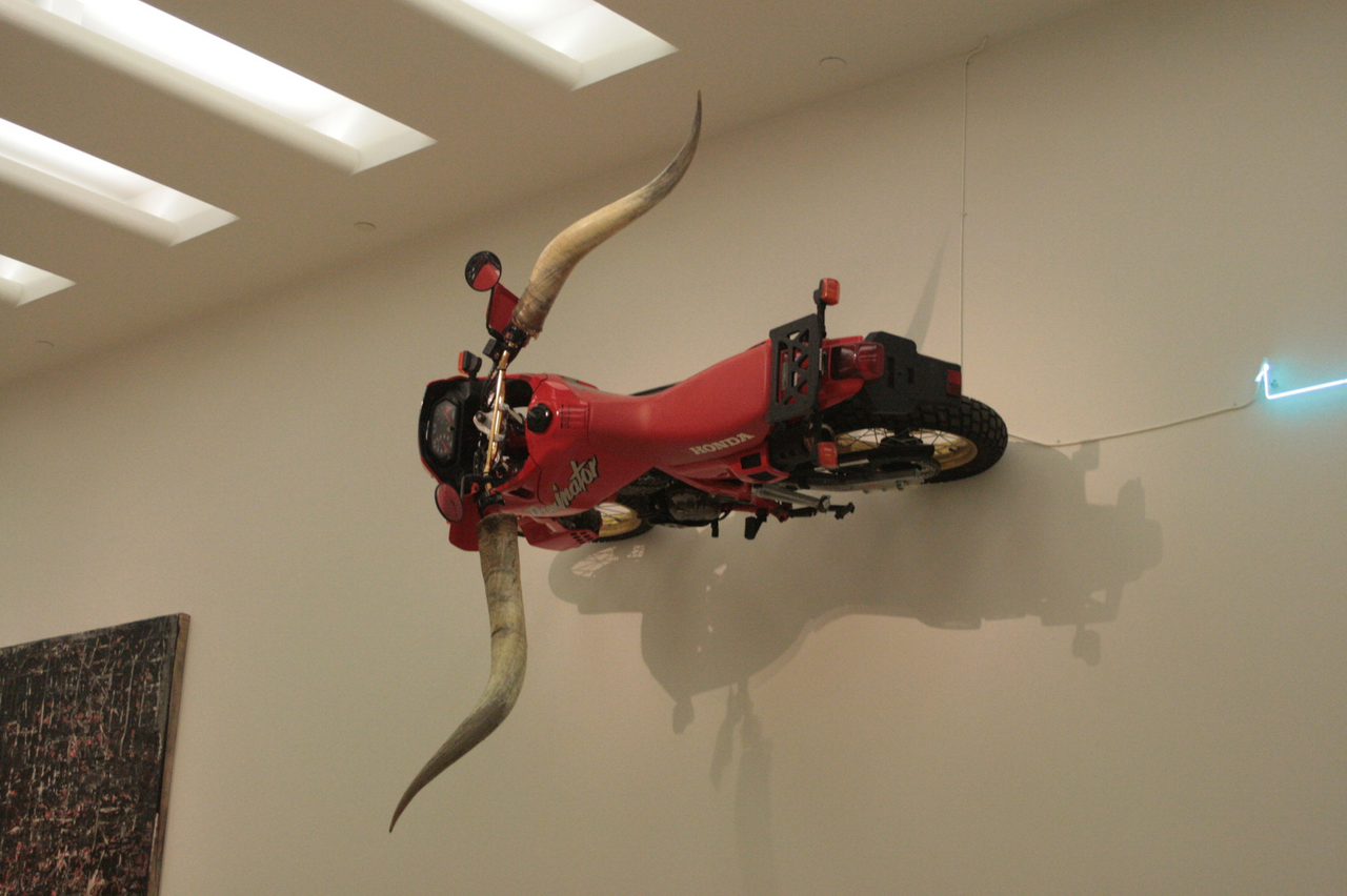 Acceleration=Dream, Fibonacci Numbers in Neon and Motorcycle Phantom by Mario Merz