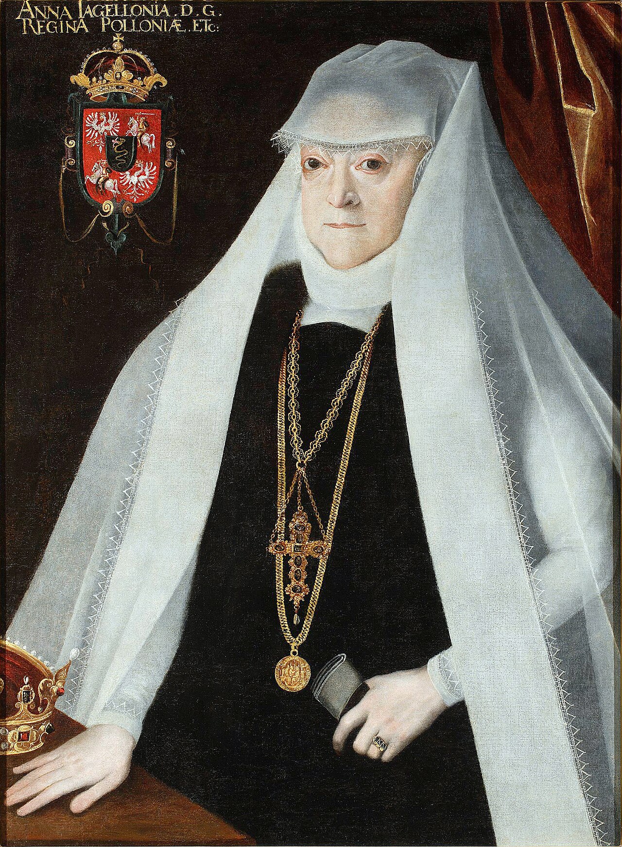 Portrait of Queen Anna Jagiellon as a widow (detail). by Martin Kober