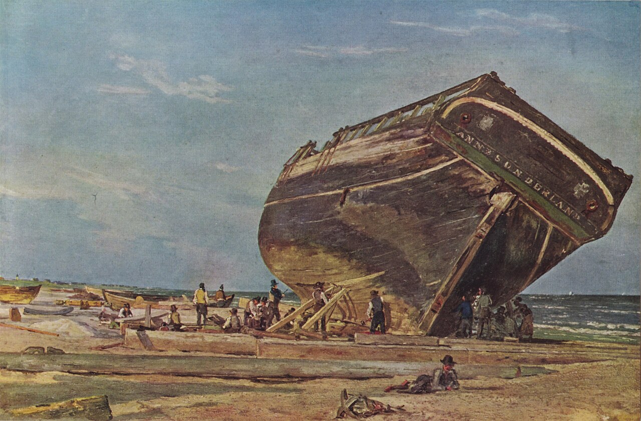 A ship on the beach of Skagen by Martinus Rørbye