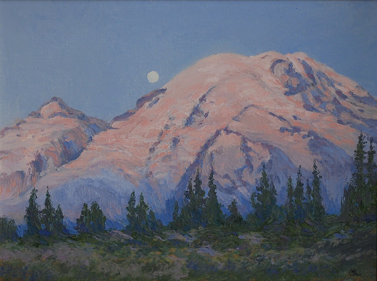 Moon Set and Sunrise Glow by Mary Agnes Yerkes