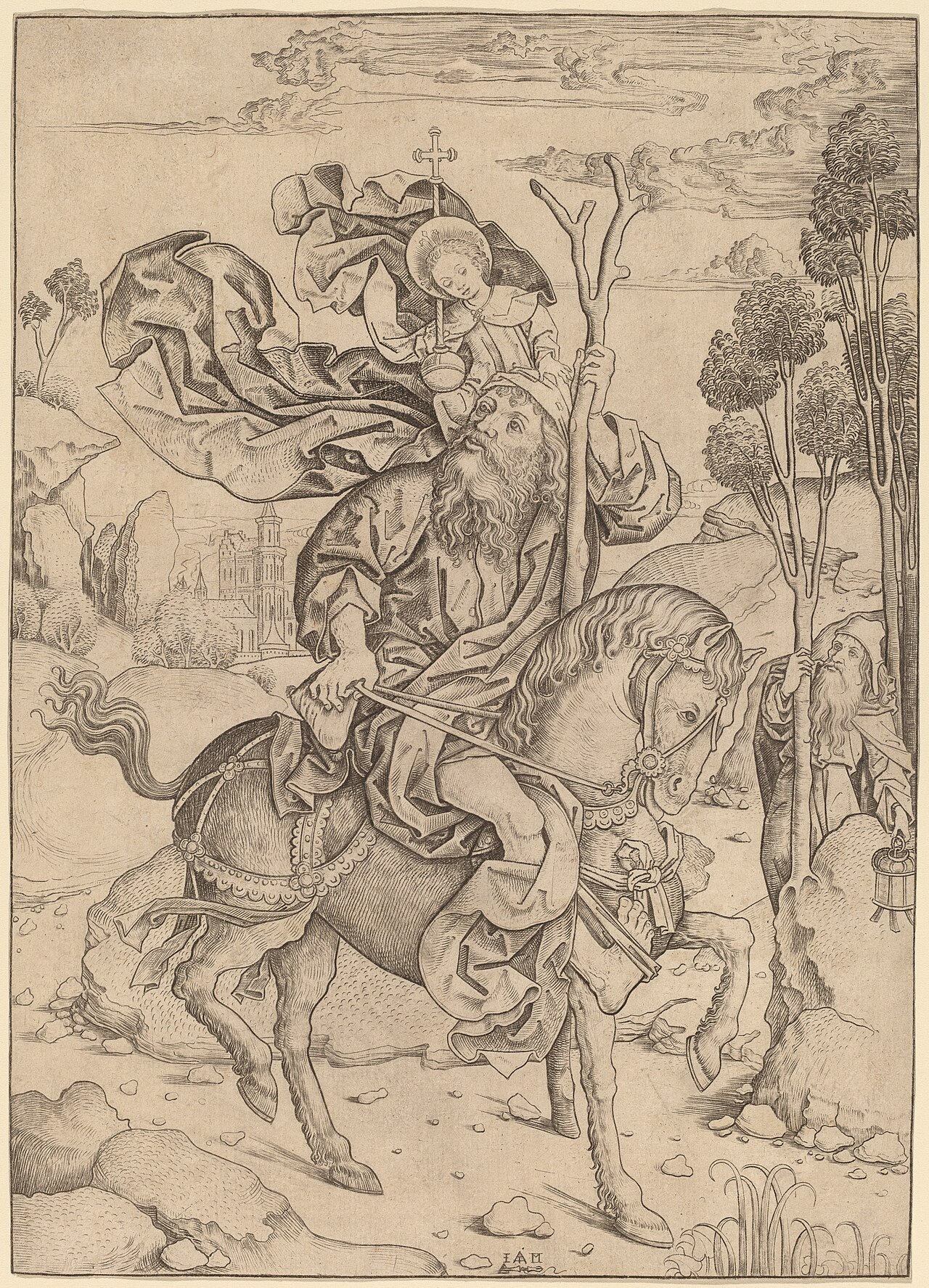 Saint Christopher on Horseback by Master I. A. M. of Zwolle