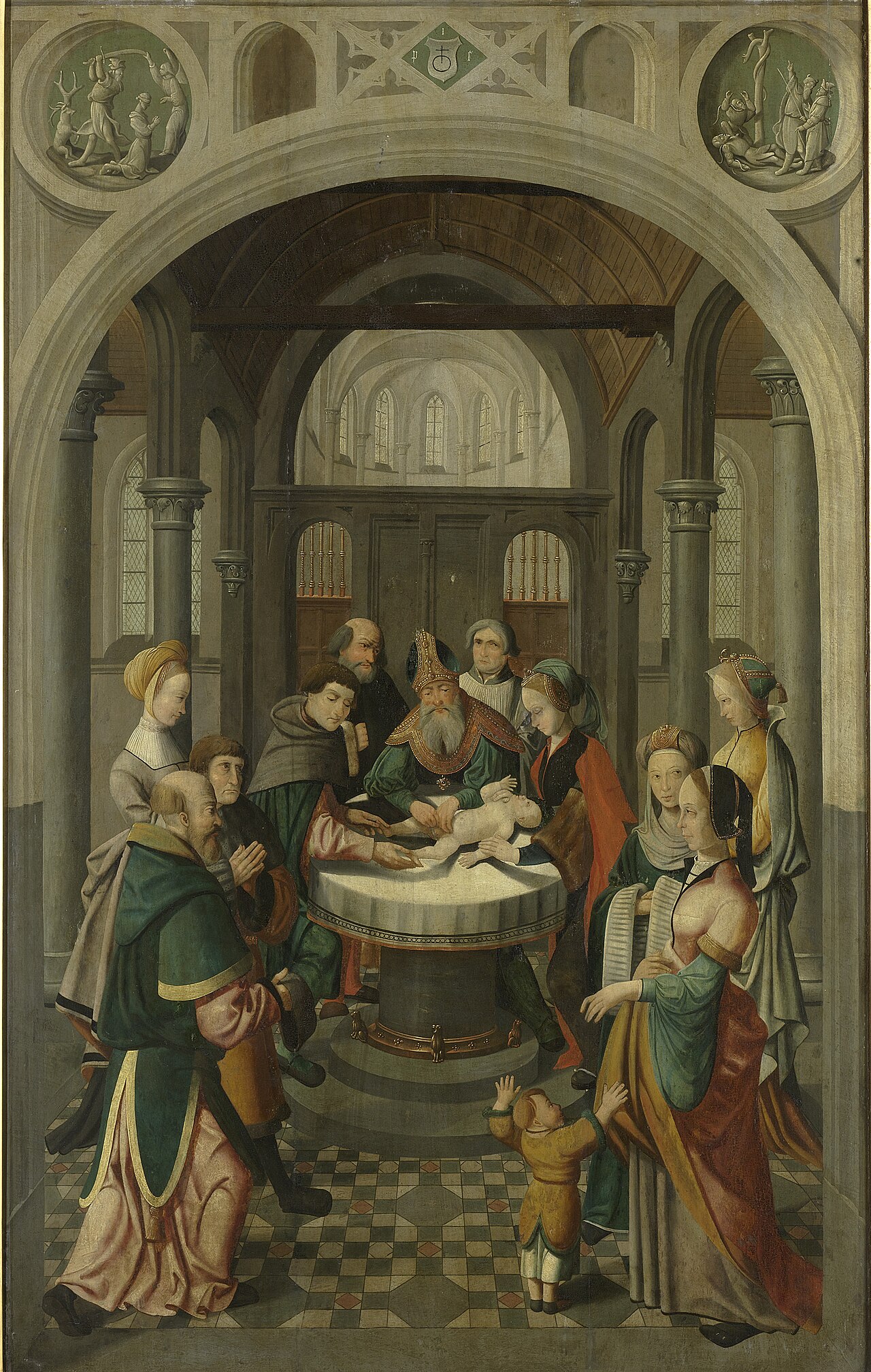 Panel of an altarpiece with the Circumcision (inner wing) and the Resurrection (outer wing) by Master of Alkmaar