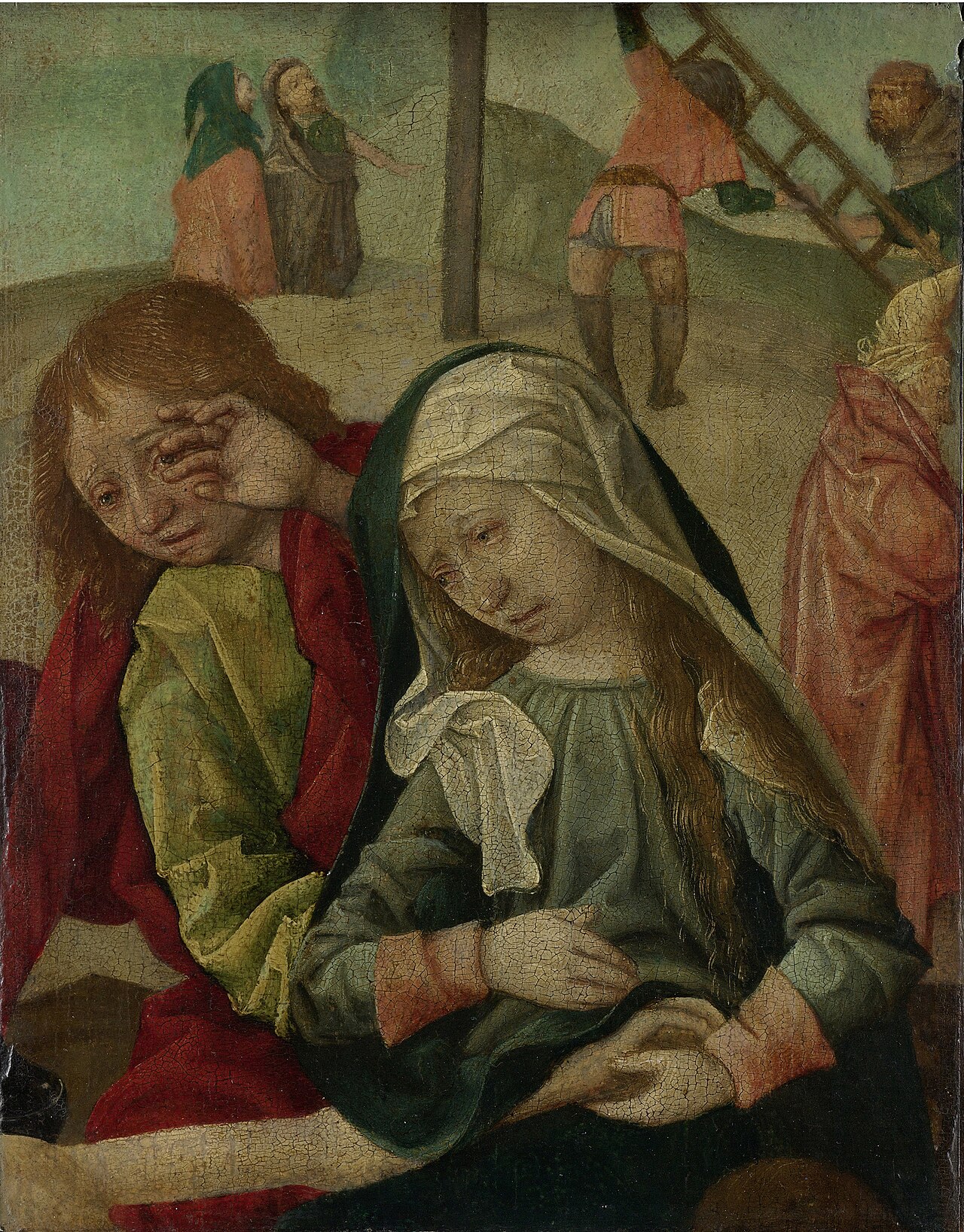 The Virgin and St John lamenting over the body of Christ by Master of Delft