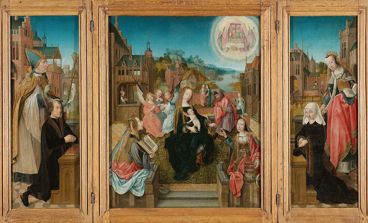 Triptych with the Virgin and Child, Saints and Donors by Master of Delft