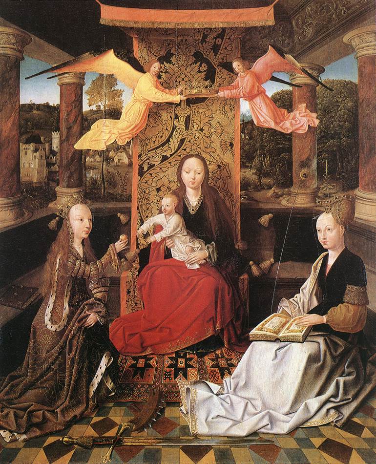 Madonna and Child with Sts Catherine and Barbara by Master of Hoogstraeten