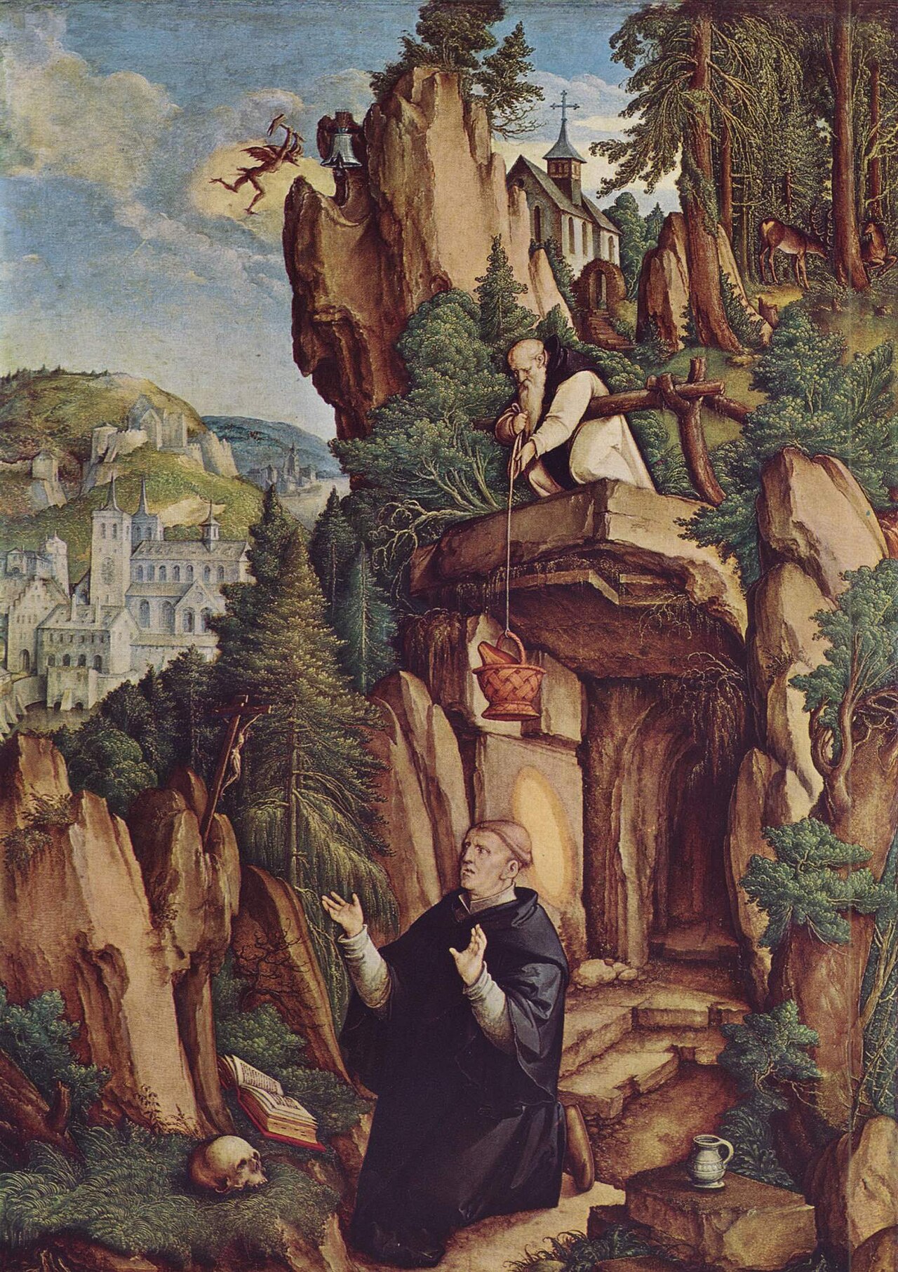Der heilige Benedikt als Einsiedler im Gebet by Master of Messkirch
