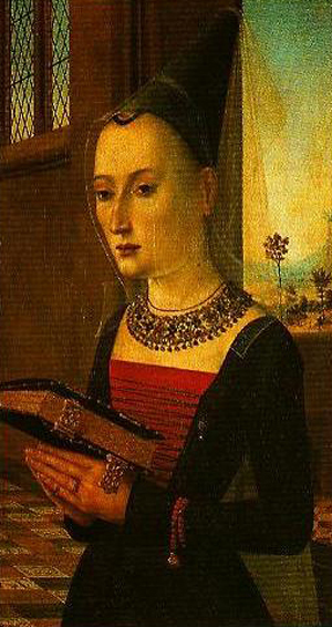 Portrait of Maria Bonciani (on the reverse: the annunciation: the angel Gabriel) by Master of the Baroncelli Portraits