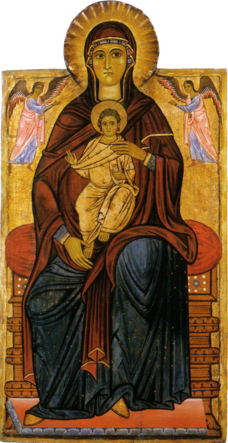 Madonna with Child enthroned with two Angels by Master of the Bigallo Crucifixion