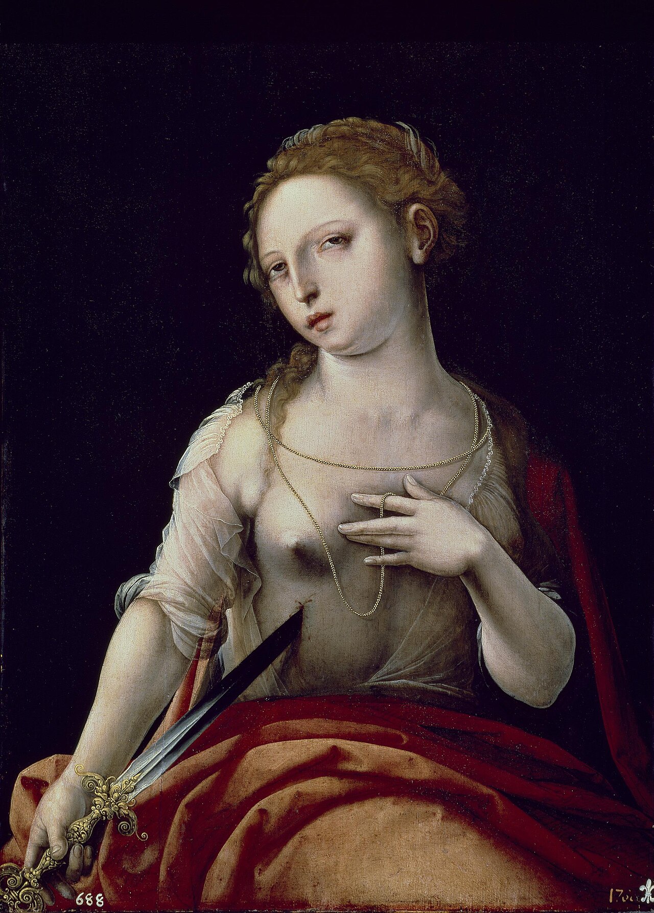 The death of Lucretia by Master with the Parrot