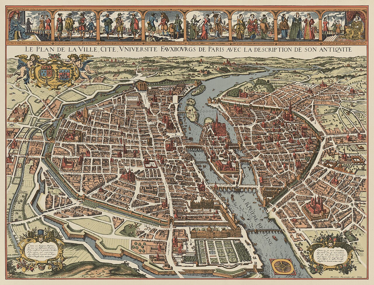 Le plan de la ville, cité, université, fauxbourgs de Paris, avec la description de son antiquité by Matthäus Merian