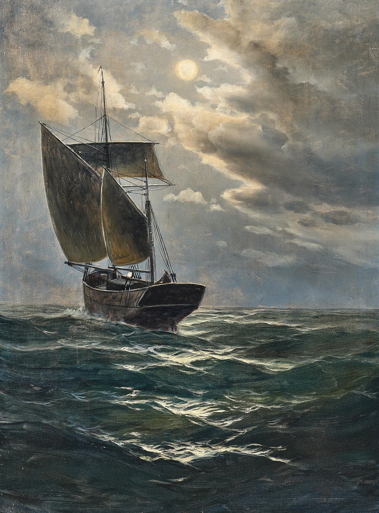 Fishermen in the moonlight by Max Jensen
