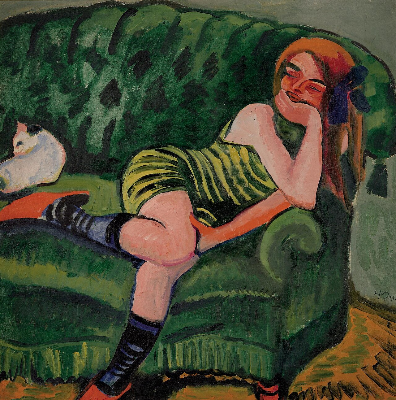 Girl on a Green Sofa by Max Pechstein
