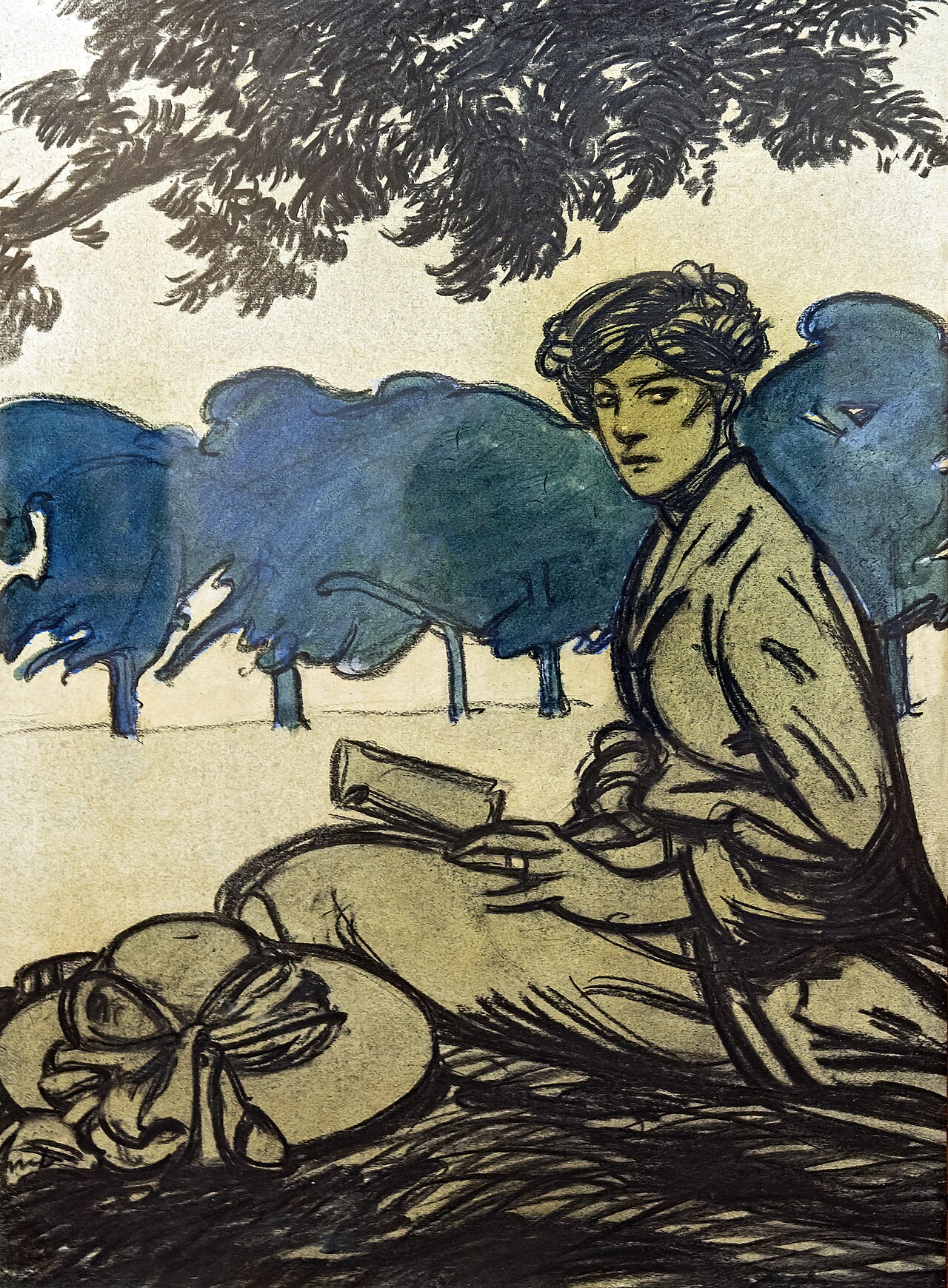 Woman Sitting in a Park by Maxime Dethomas