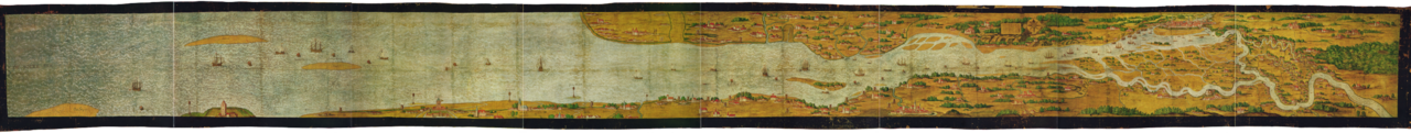 Hamburg Elbe river map by Melchior Lorck