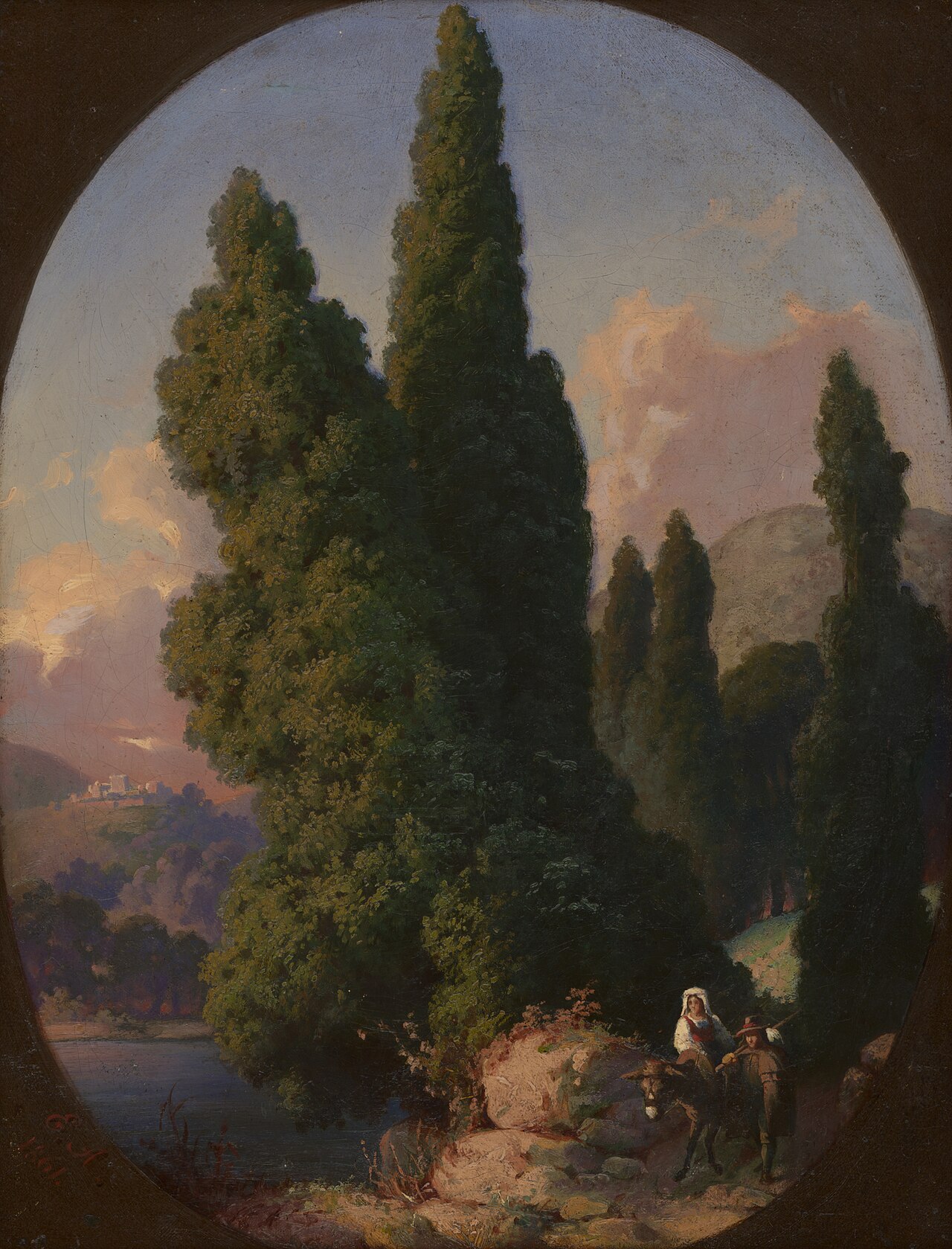 Italian landscape with poplar by Michał Elwiro Andriolli