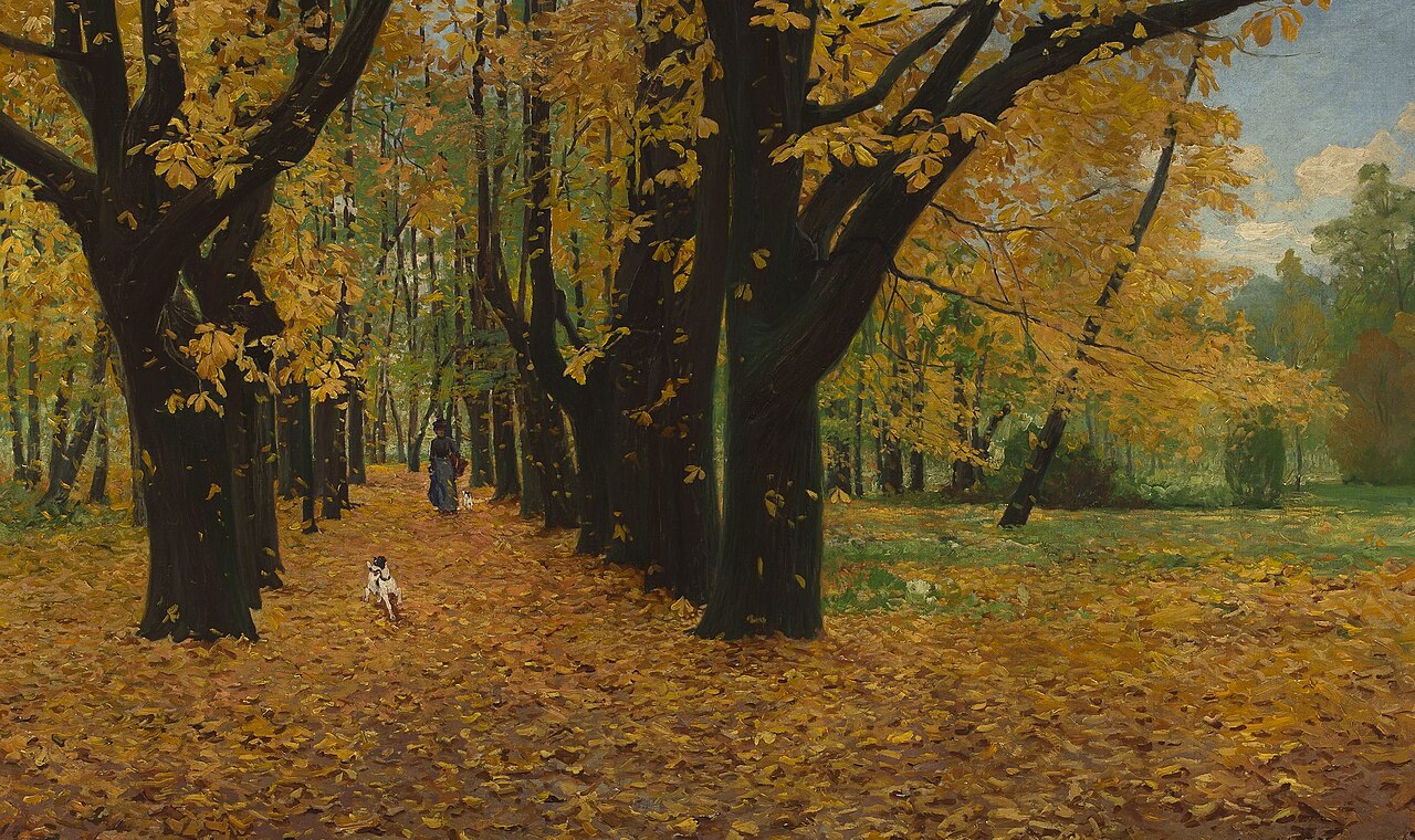 Park in autumn by Michał Gorstkin-Wywiórski